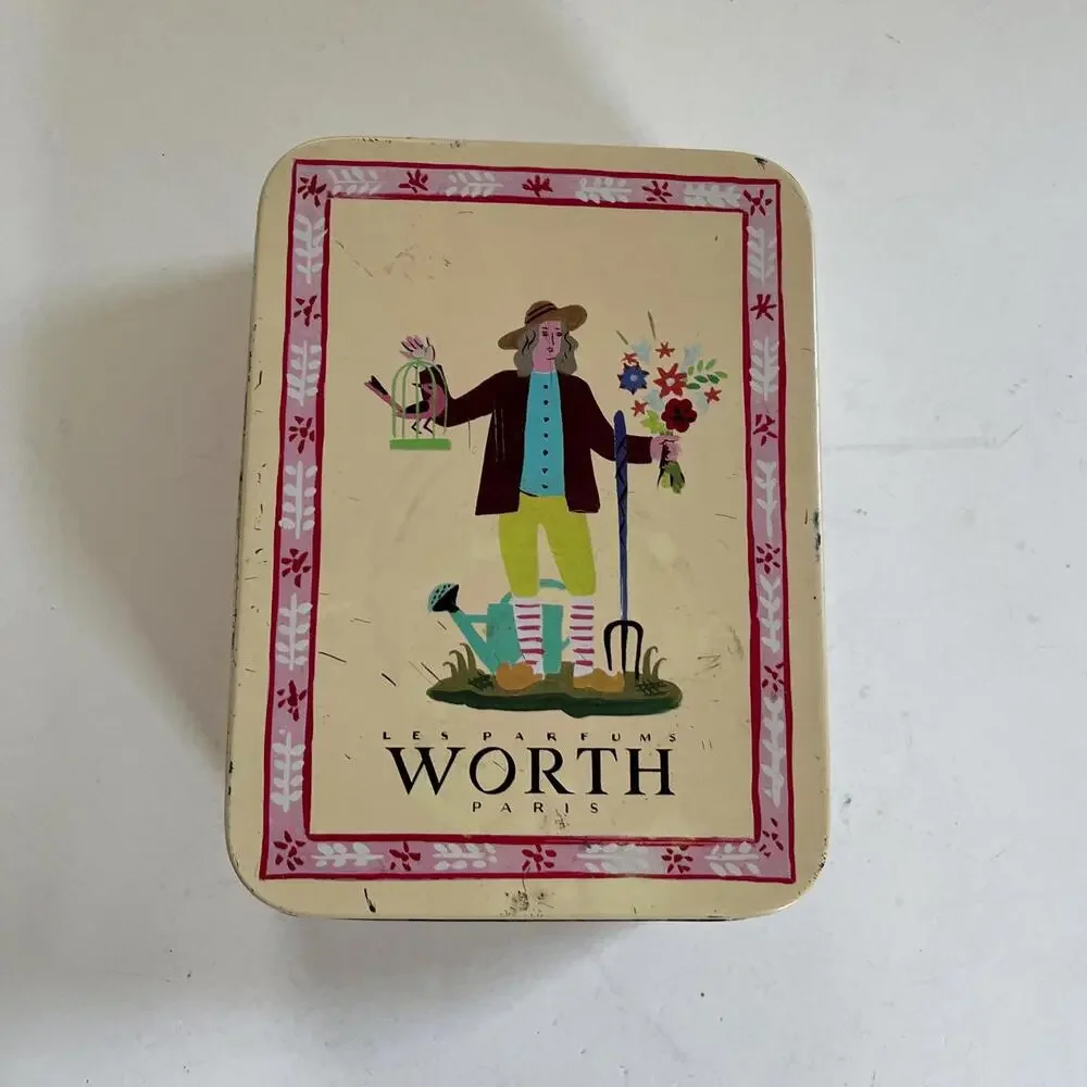 Vintage Worth Paris Tin Box, Mid-Century French Perfume Container